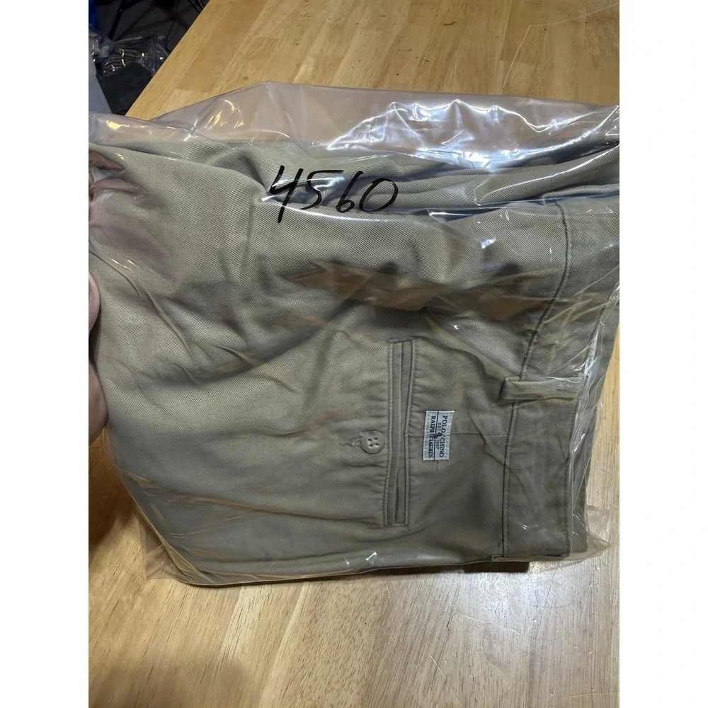 Vintage Polo Ralph Lauren Chino Mens 35x32 Khaki Pleated Pants 100% Cotton
